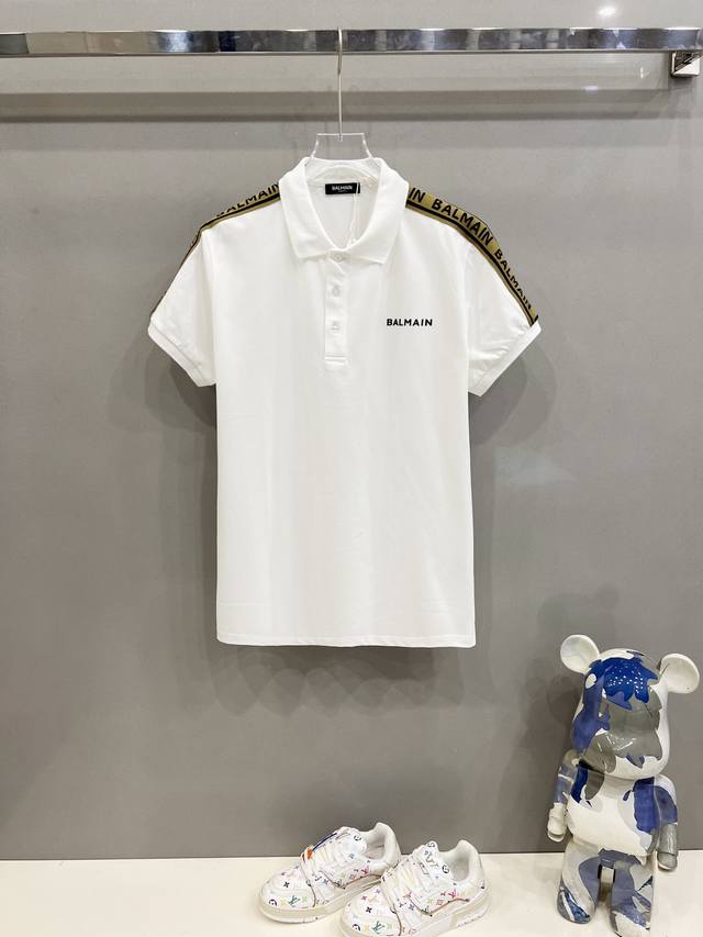 Balmain 巴尔曼 翻领Polo衫 织带手袖字母Logo硅胶小标工艺设计 官方同步 商务首选 时尚个性 百搭潮流 纯原品质 原版面料 吊牌 领标 水洗麦 三