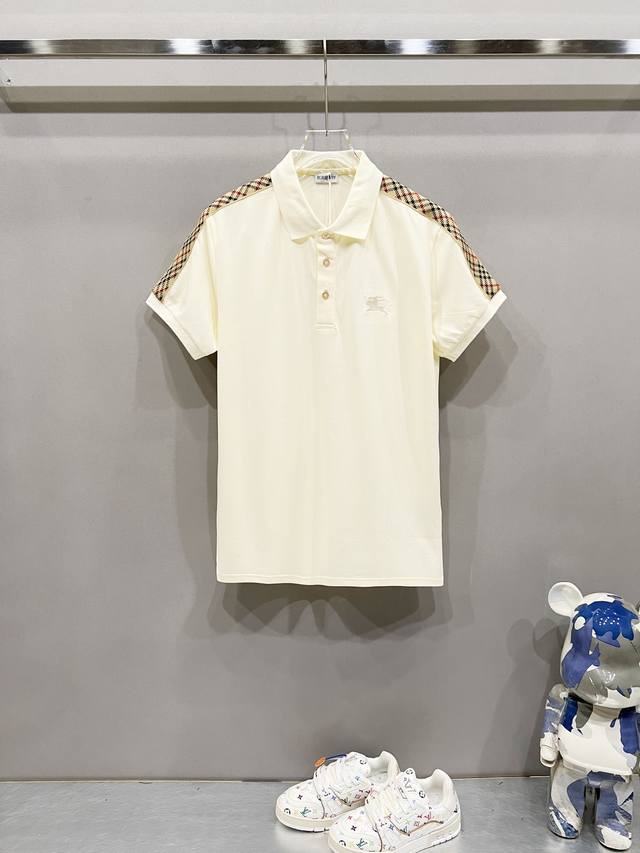 Burberry 巴宝莉 翻领Polo衫 格纹拼接手袖战马微标刺绣Logo标识 官方同步 商务首选 时尚个性 百搭潮流 纯原品质 原版面料 吊牌 领标 水洗麦