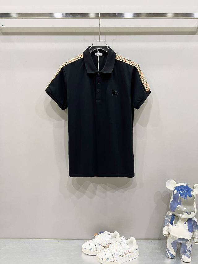 Burberry 巴宝莉 翻领Polo衫 格纹拼接手袖战马微标刺绣Logo标识 官方同步 商务首选 时尚个性 百搭潮流 纯原品质 原版面料 吊牌 领标 水洗麦
