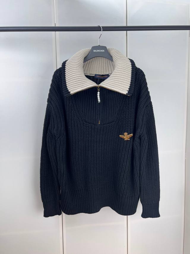 Lv路易徽标拉链高领针织毛衣 S M L Xl