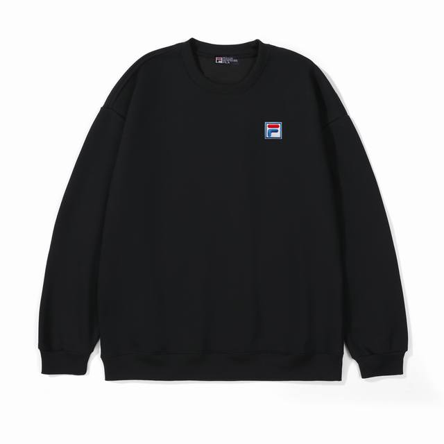 供 Fila斐乐徽标刺绣毛圈圆领卫衣 定制水洗 主标 辅料齐全 品牌精密刺绣标 原版宽松版型 甄选380克纯棉毛圈面料 防风保暖 同缸定染特种加粗32支双股1×