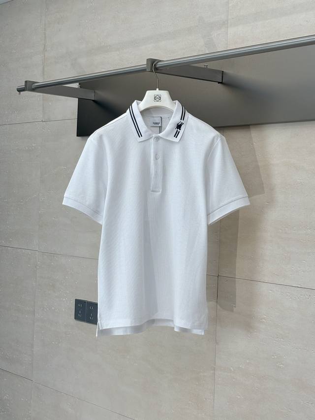 Burberry* 巴宝莉 25Ss新款战马提花翻领珠地棉短袖Polo衫 Size：M L Xl Xxl