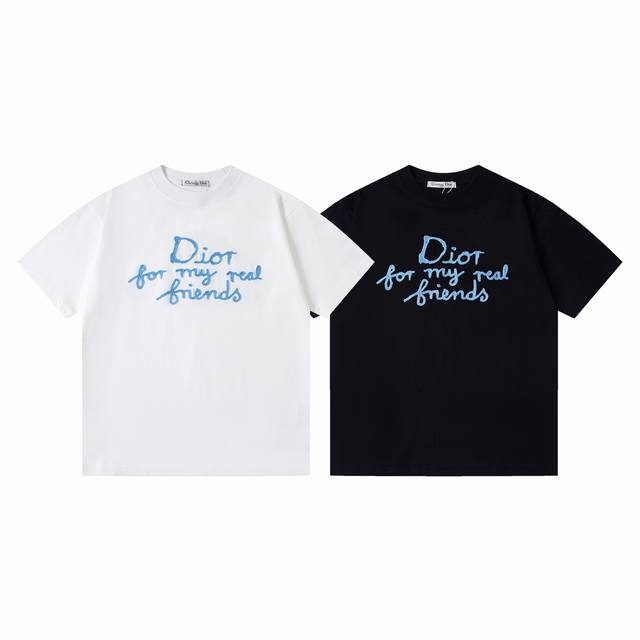 款号：Y142 迪奥Dior 万针精密毛巾绣字母Logo短袖T恤 正儿八经270克纯棉双砂面料 所有面料均已提前做过缩水 品质第一 所见即所得 不会洗一次版型就