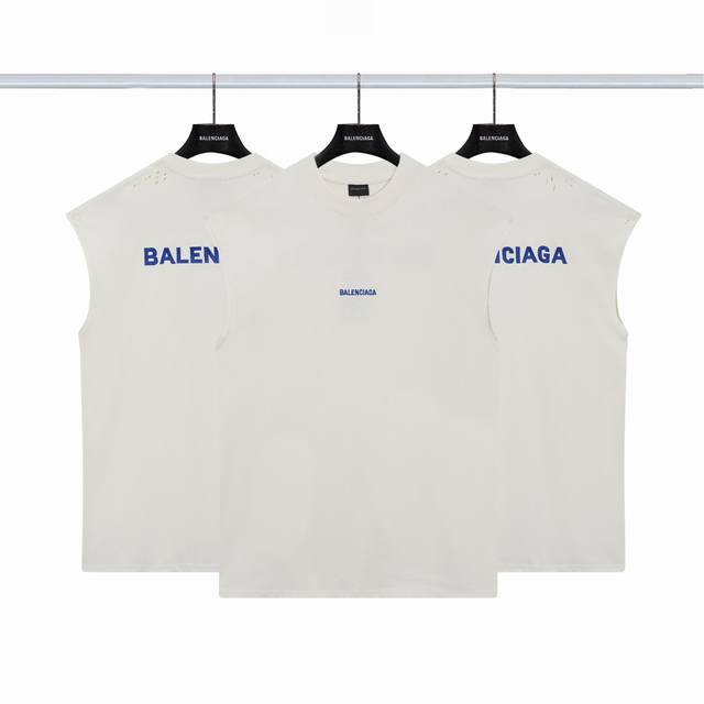 巴黎世家Balenciaga 前后字母刺绣破坏短袖 颜色：杏色 尺码：Xs-L