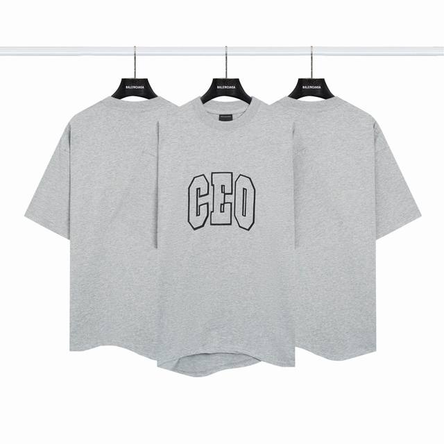 巴黎世家Balenciaga 胸前贴布刺绣Ceo短袖 颜色：花灰 尺码：Xs-L
