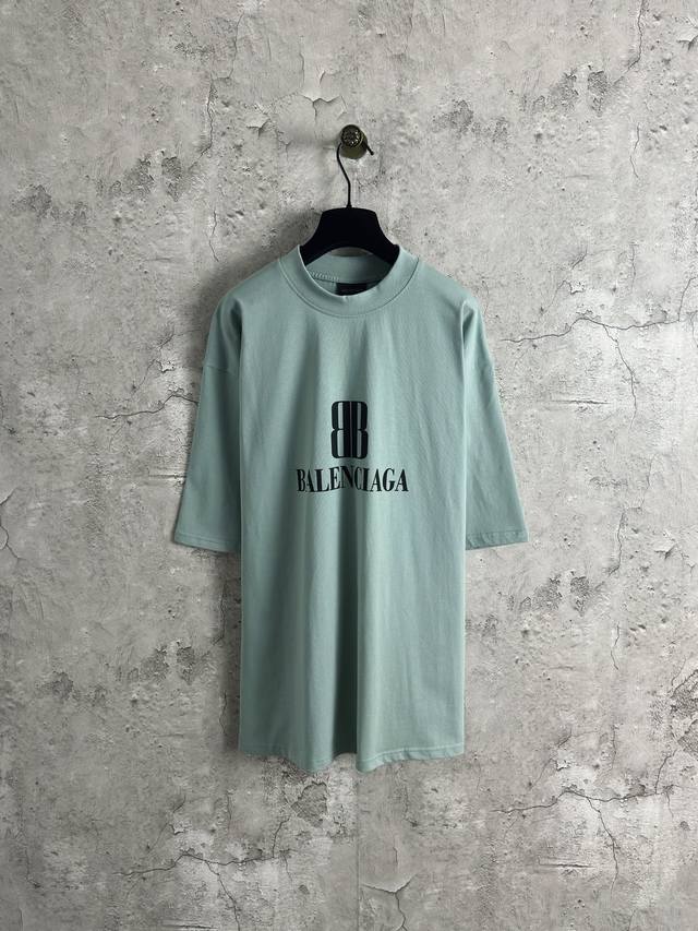 巴黎世家Balenciaga 双B Logo短袖 颜色：水绿 尺码：Xs-L