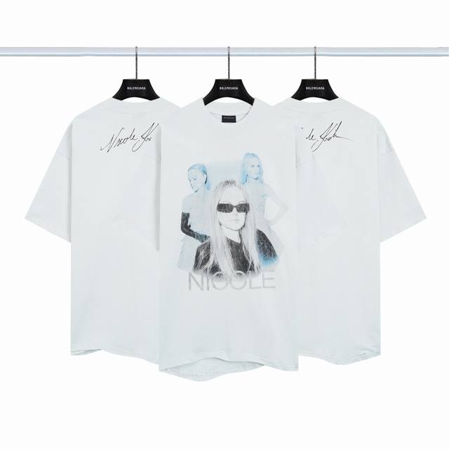 巴黎世家Balenciaga代言人系列Nicole印花短袖 颜色：洗水灰白 尺码：Xs-L