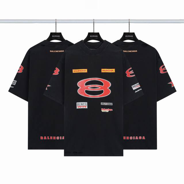 巴黎世家Balenciaga双圈系列车队Logo短袖 颜色：黑色 尺码：Xs-L