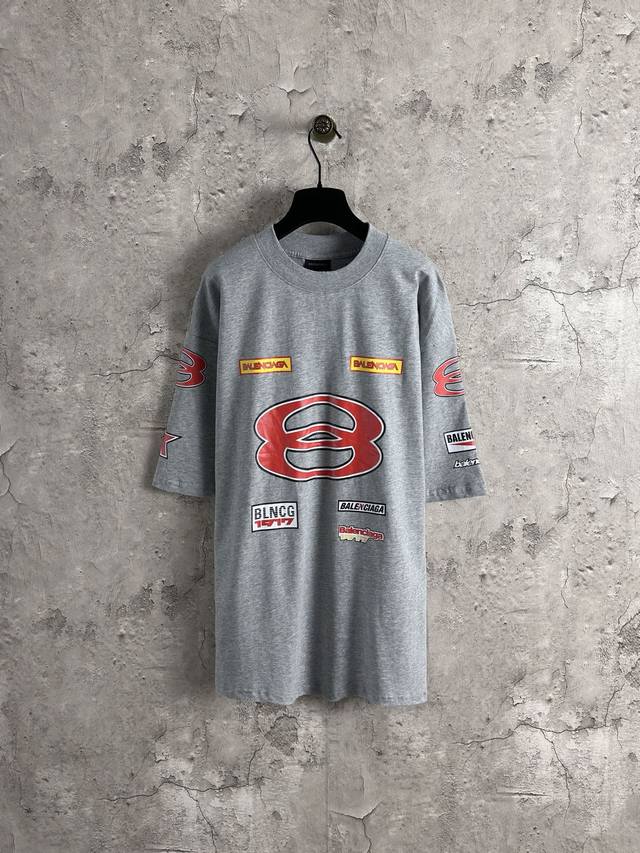 巴黎世家Balenciaga双圈系列车队Logo短袖 颜色：花灰 尺码：Xs-L