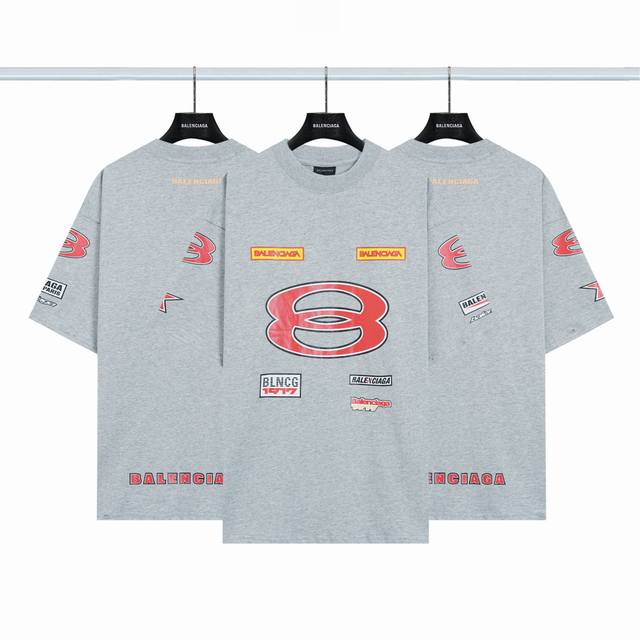 巴黎世家Balenciaga双圈系列车队Logo短袖 颜色：花灰 尺码：Xs-L