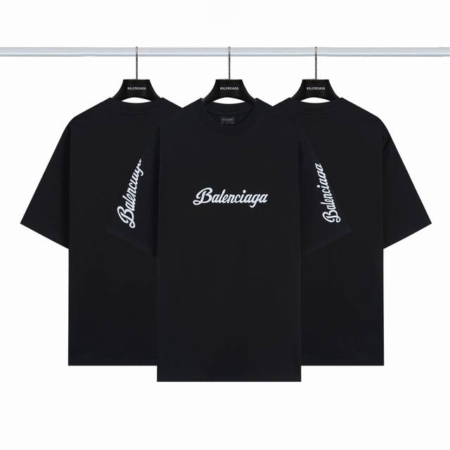 巴黎世家Balenciaga 经典Logo袖子刺绣短袖 颜色：黑色 尺码：Xs-L
