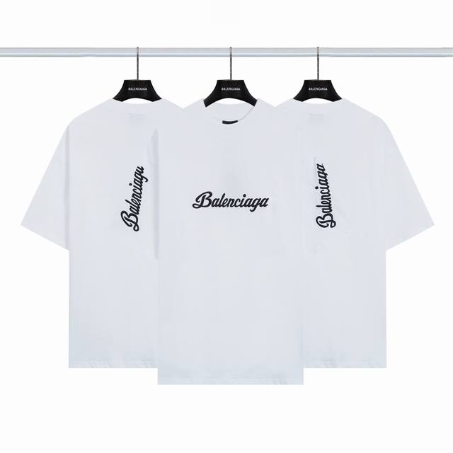 巴黎世家Balenciaga 经典Logo袖子刺绣短袖 颜色：白色 尺码：Xs-L