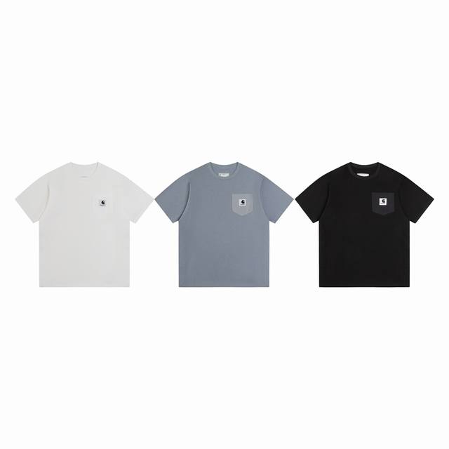 款M354 Sacai短袖 Sacai 联名款拼接T恤侧开叉上衣男女同款短袖潮 卡哈特联名 早春新款侧边纽扣开衩短袖，联名短袖太香了，明星陈冠希同款 德云社杨九