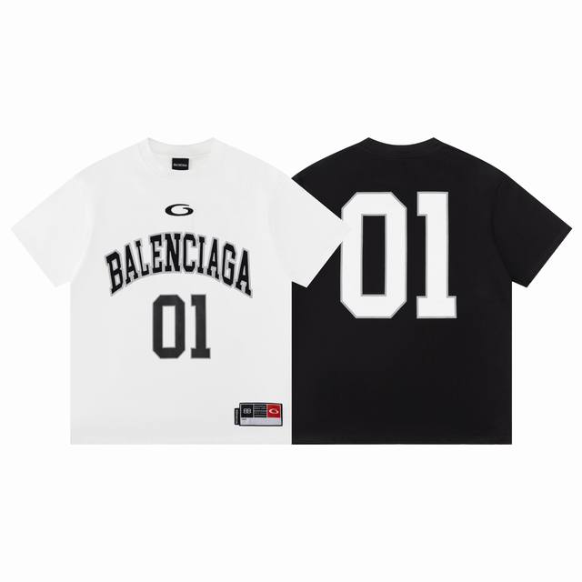款F05 巴黎 Balenciaga 巴黎世家25Ss 01号球衣短袖T恤 Balenc*Aga 2025 Ss 春夏新款 重工针织圆领短袖 定制高品质洗水针织