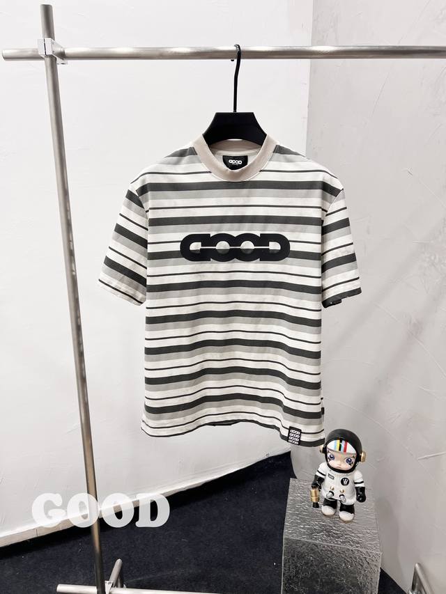 款F64 Good 纯原臻品 原厂跟单 顶级原厂品质Goodbrand 25S S高瀚宇同款 Good重磅水洗做旧 复古脏脏泥染叠染拼色条纹Logo印花 做脏条