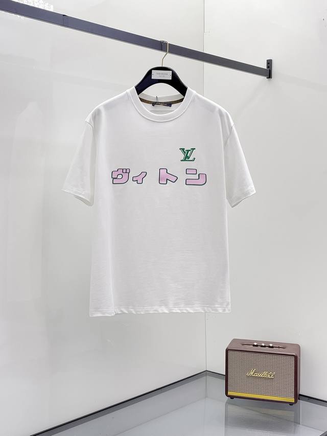 Lv2025夏季新款短袖T恤，个性艺术系列全网独家首发 百搭款细节处理完美纯棉面料十分精致 原版面料 网红明星同款高版本 高品质手感非常舒服 时尚又个性 超级百