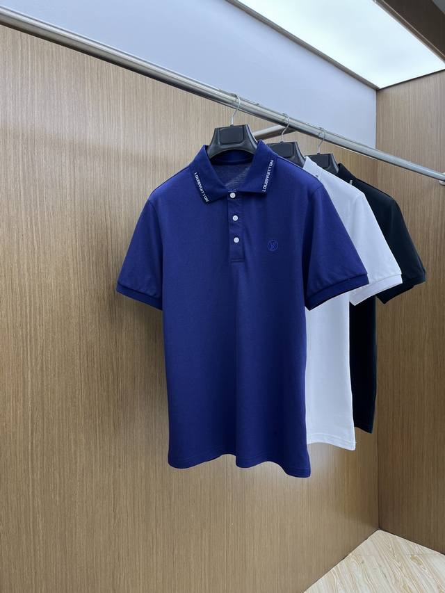新款 Lv 独家定制工艺款 ,专柜同步2025Ss夏季新品，男士胸前经典徽标标识商务休闲撞色领短袖Polo衫！贸易公司渠道稀出，同步Gw发售！视觉颇为精致美观，