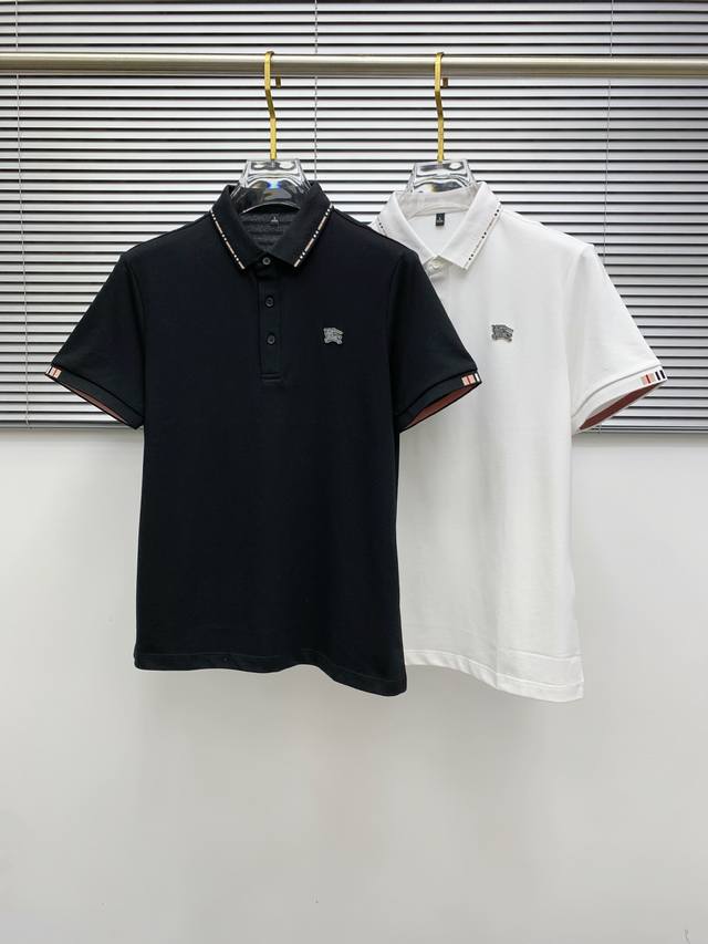 巴宝莉25Ss新款春夏短袖翻领T恤Polo，最高版本客供定制高端朱地面料简单时尚款，拼色螺纹超级好看！经典Logo简单大方的款式！满满的高级感，四季可穿。简欧风