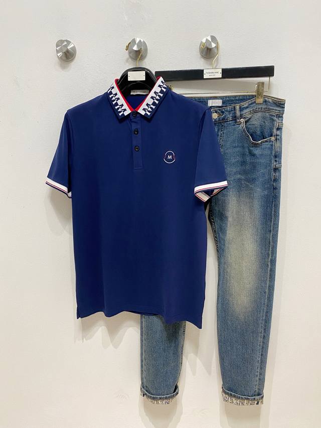 蒙口25Ss新款春夏短袖翻领T恤Polo，最高版本客供定制高端朱地面料简单时尚款，拼色螺纹超级好看！经典Logo简单大方的款式！满满的高级感，四季可穿。简欧风格