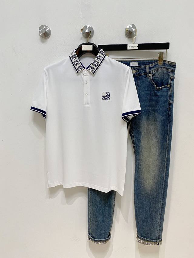 罗意威25Ss新款春夏短袖翻领T恤Polo，最高版本客供定制高端朱地面料简单时尚款，拼色螺纹超级好看！经典Logo简单大方的款式！满满的高级感，四季可穿。简欧风