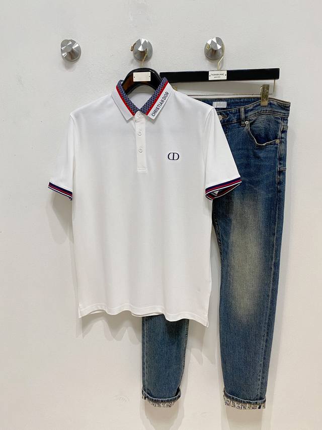 迪奥25Ss新款春夏短袖翻领T恤Polo，最高版本客供定制高端朱地面料简单时尚款，拼色螺纹超级好看！经典Logo简单大方的款式！满满的高级感，四季可穿。简欧风格