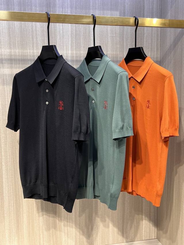 型号D-6036#，Bc家 2025春夏最新经典徽标刺绣男士翻领短袖针织衫，精选针织棉质面料制成， 80支超柔长绒棉，16针密致针法，纹理清晰，紧密不易变形，质