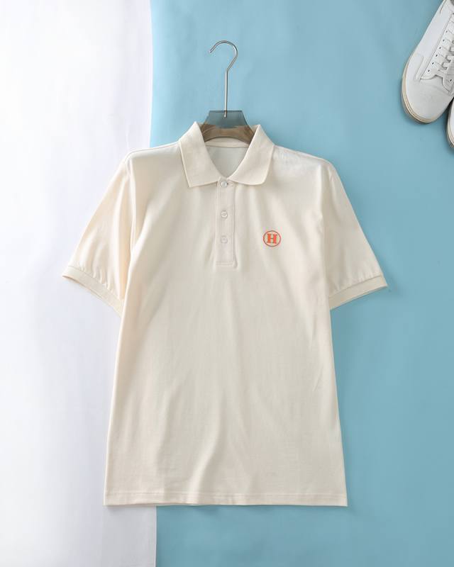 新品 He爱玛25Ss夏季新款优质网眼珠地棉布翻领短Tee，男士胸前经典“H”胶印标识商务休闲短袖Polo衫！客供定织100%优质网眼珠地棉布制成，面料爽滑亲肤