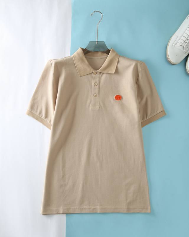 新品 He爱玛* 25Ss春夏新款优质网眼珠地棉布撞色翻领短Tee，男士胸前经典“H”橙色硅胶标识装饰商务休闲短袖Polo衫！客供定织100%优质网眼珠地棉布制