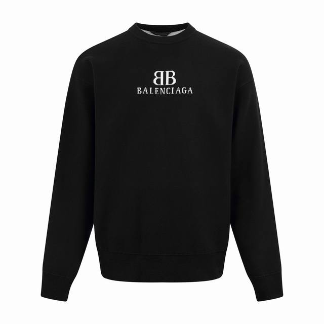 Balenciaga Bb提花针织长袖 臻选羊棉混织奢料 柔软细腻 舒适贴肤 以纯粹之黑为画布 饰白色丝线Bb Balenciaga提花艺术作品作笔触 品牌基因