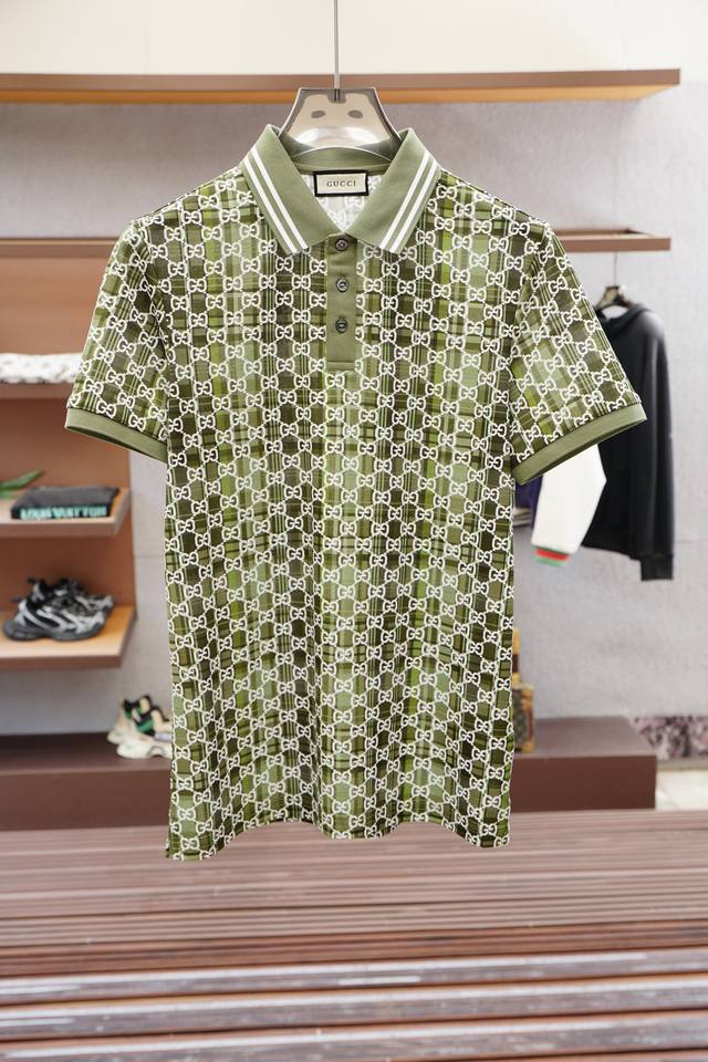 Gucci古奇-2025Ss夏季新款 Logo男士翻领Polo衫！经典商务男款，高端男装的天花板级别的商务男款！简约时尚大气不失优雅，单穿内搭体面过人，品质控
