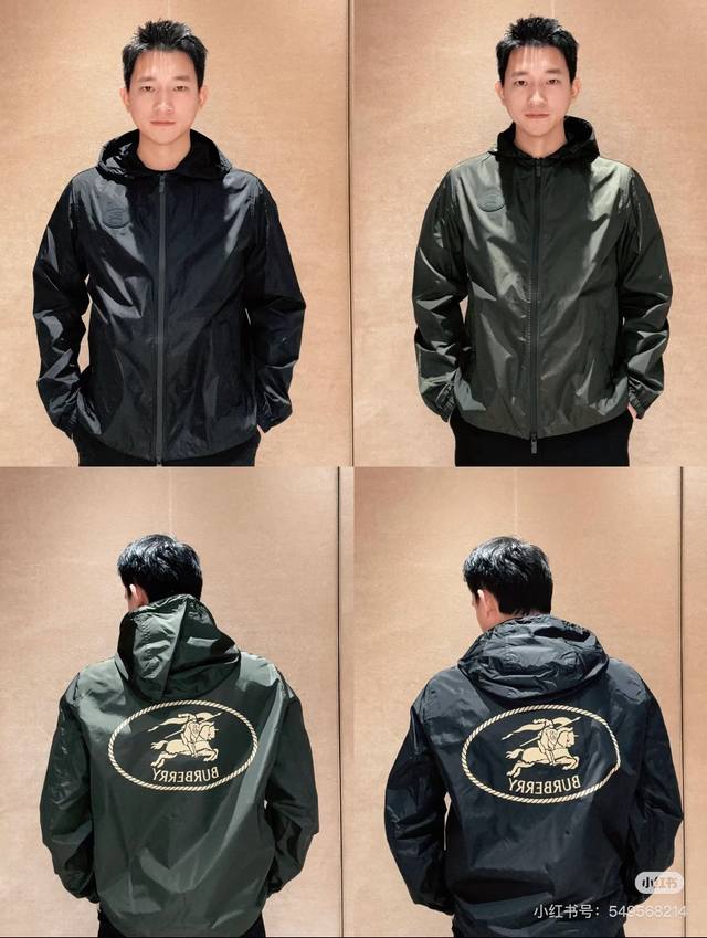 Burberry巴宝莉25Ss新款轻盈连帽外套.原单推荐！选用 Bur定制纹斜纹面料打造，于意大利工坊精制而成。高科技聚酯纤维.呈现宽松版型，饰有马术骑士徽标