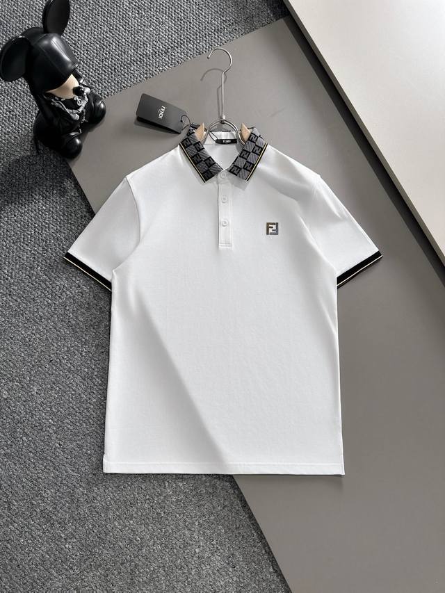 芬迪25Ss新款春夏短袖翻领T恤Polo，最高版本客供定制高端朱地面料简单时尚款，拼色螺纹超级好看！胸前Gg刺绣经典Logo简单大方的款式！满满的高级感，四季可