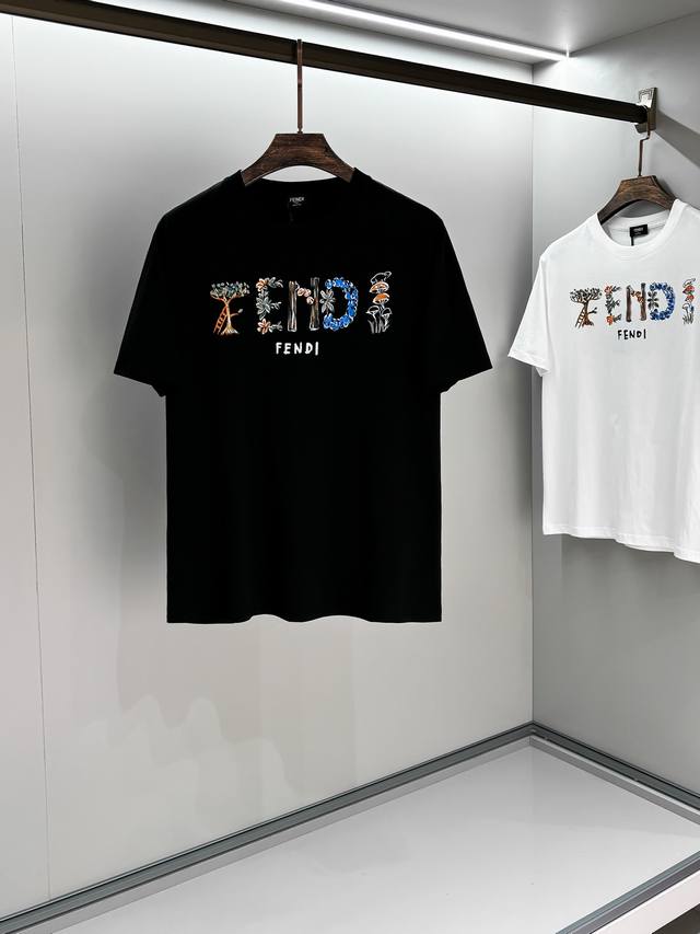 2025Ss原單高品質 情侶款 Fen夏季新款纯手工绘画完成 高品质短袖T恤 每一件都是纯手工手绘 精緻升級 官方同款 定制面料 重磅同缸染面料 手感非常舒服