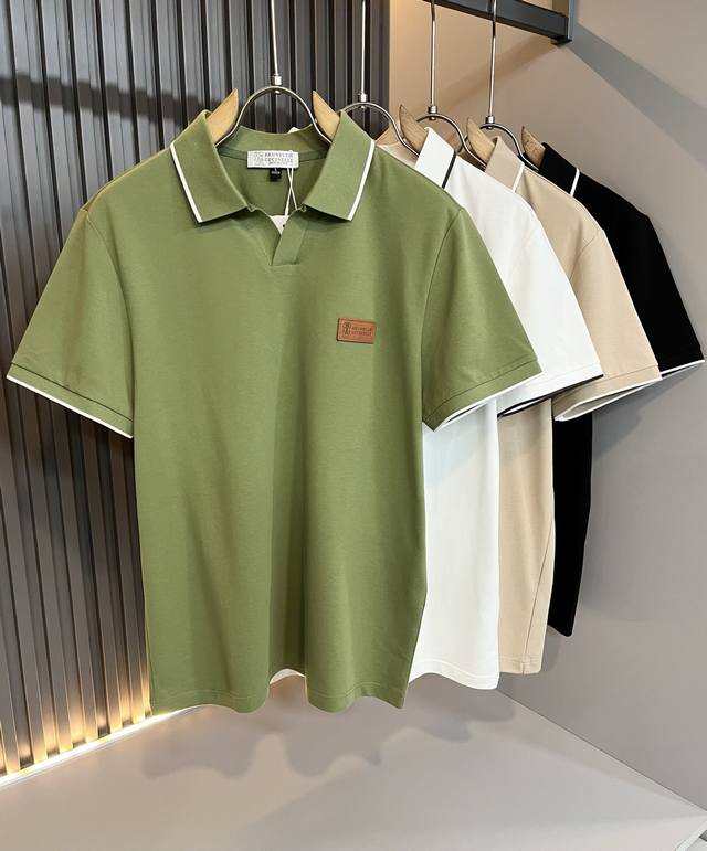 Bc-Brunello Cucineli 2025春夏新款男士短袖Polo衫，众多明星都爱穿的时尚百搭单品！胸前Logo皮革超级好看,喜欢经典简约的朋友,一定不