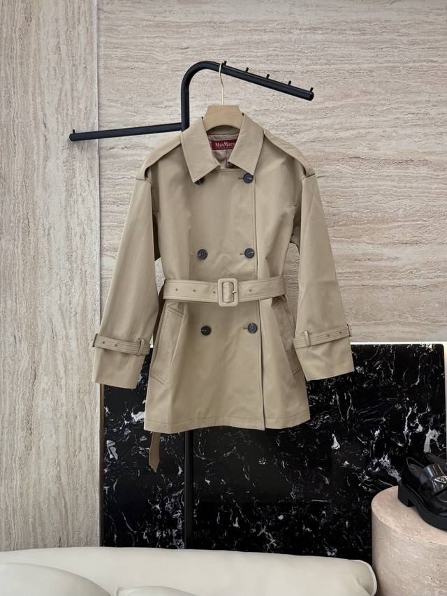 Tf075#新款风衣 Max Mara 中长款 一手长 双排扣短风衣 卡其色 藏蓝色 36 38 40 42