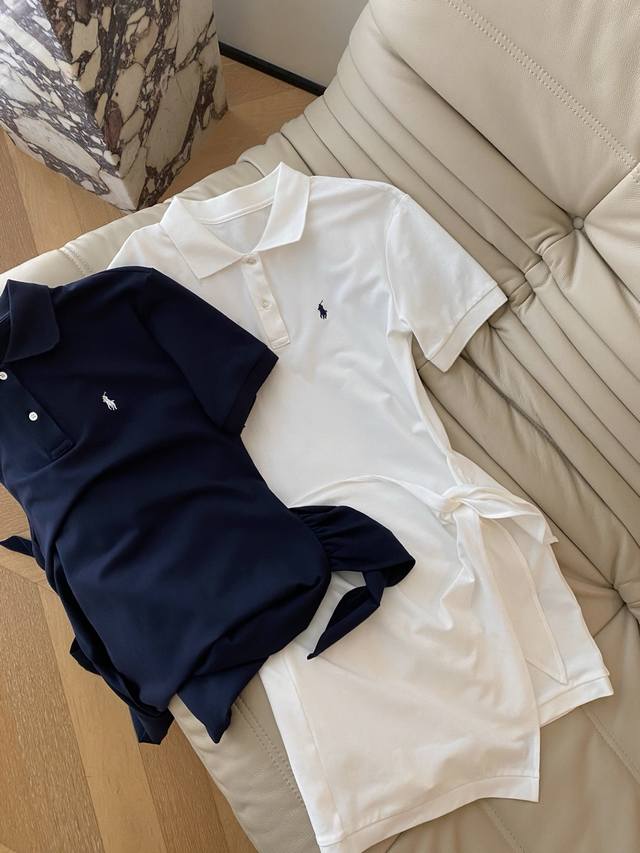 25Ss春夏 翻领Polo绑带连衣裙 随身小松版型 立体裁剪Polo领开襟 不会显得过于严谨随性休闲 下身裙摆处一片式绑带不仅遮胯显瘦且打破常规的呆板风格时髦时
