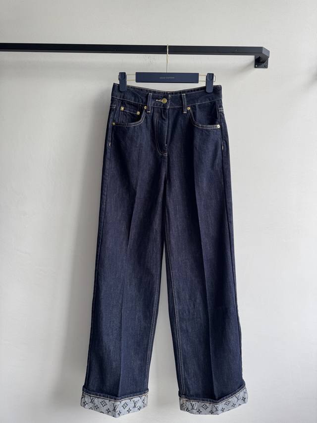 Louisvuitto*，2025Ss春夏新品，翻边印花长裤明星卢昱晓同款Gw同款ＳＭＬ.