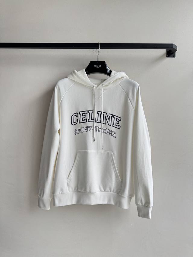 Celin*25Ss早春新款 做旧字母印花连帽运动卫衣！原版开发！高版出品！螺纹袖口饰边，后毛圈棉质细腻舒适感，是柔软又有肉感的贴身一点都不干涩，做工真的超级赞