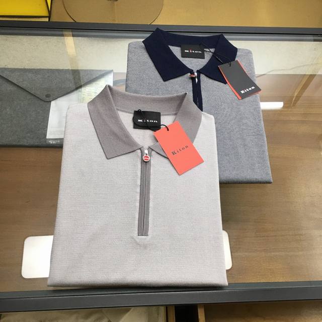 专柜新品 Kiton 贸易公司渠道货，品牌原厂出品，2025春夏新款Kiton奇顿男士高端商务休闲翻领针织短袖T恤Polo衫。被誉为时装手工界的典范，皇室贵族及