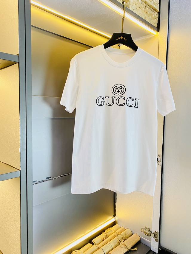 穿240斤 胖子福音 情侣款 码数：M-6Xl 古奇Gucci 原单品质 2025最新款 男装短袖T恤 衣服 精选专柜订制顶级丝光棉进口面料 所有细节做工完美1