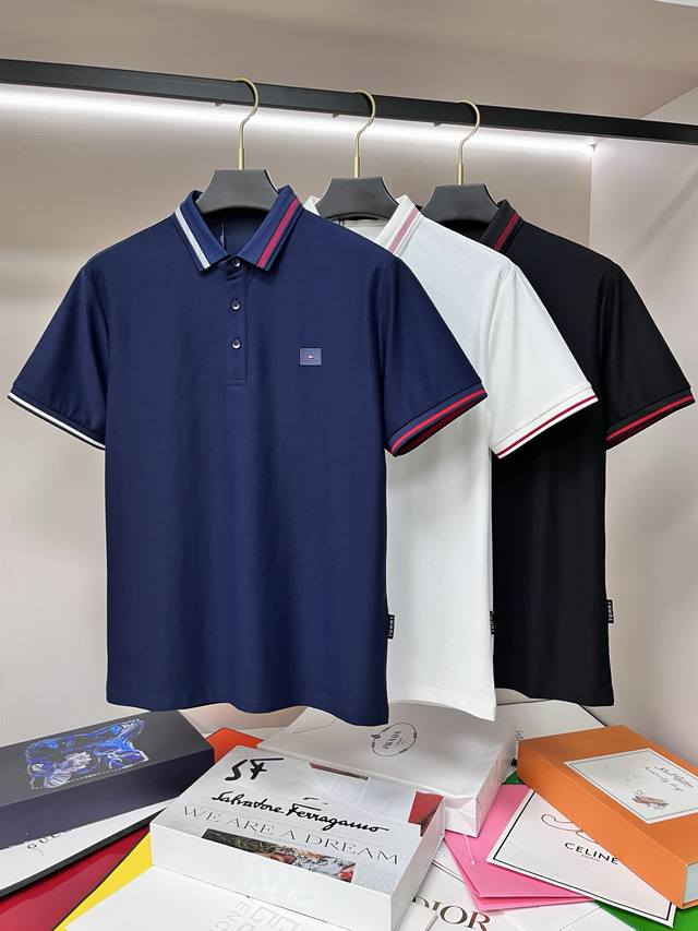 主推 Tommy 独家专供秋季新款汤米时尚休闲翻领短袖，高密度纯棉面料，高级密针刺绣、高端欧版原单T恤，潮流时尚休闲半袖 透气舒适度高，细节无可挑剔，品牌元素设