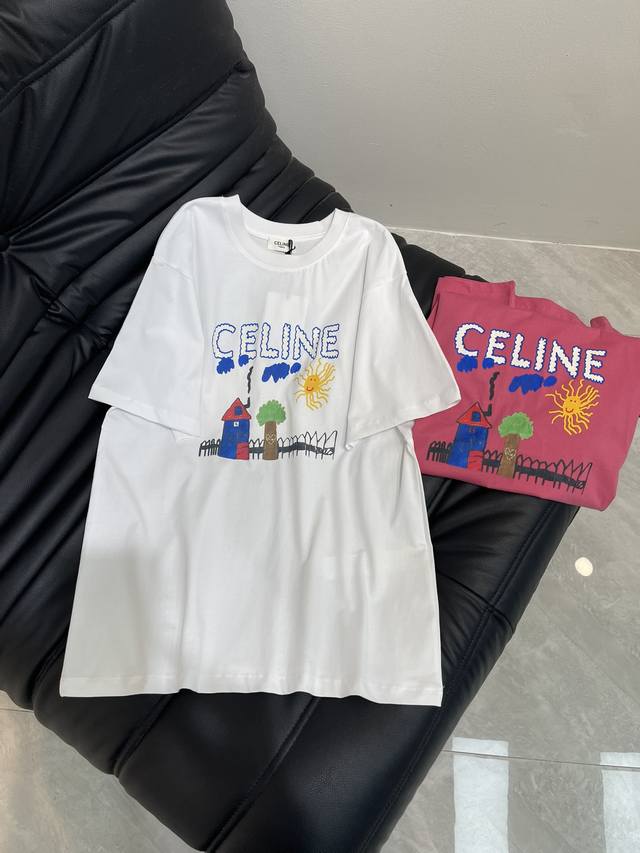 Celin*25新款圆领活性印花短袖T恤 定制Yb原生全棉材质 透气舒适 质感十足 宽松落肩短袖T恤裁剪 凸显品牌格调 采用克重纯棉制成 略带有弹力 呈现显瘦视