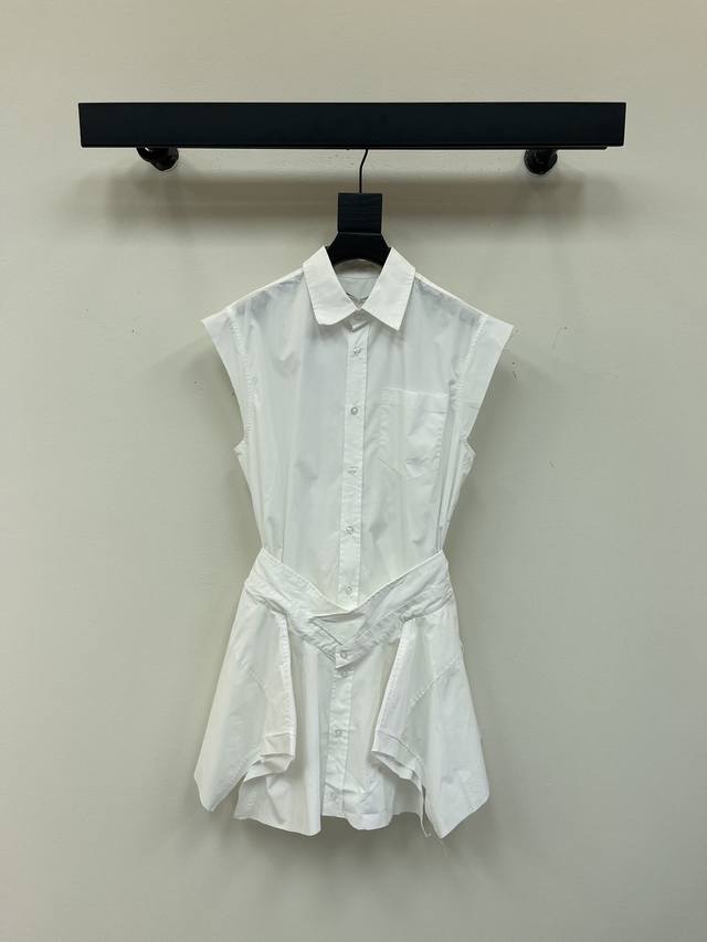 Alexander Wan*25新品解构风不规则拼接棉府绸衬衫裙！酷飒系时髦感爆棚布面细腻挺括有型，穿着舒适显档次，经典黑白双色完全不会挑人，超级有设计感的裙形