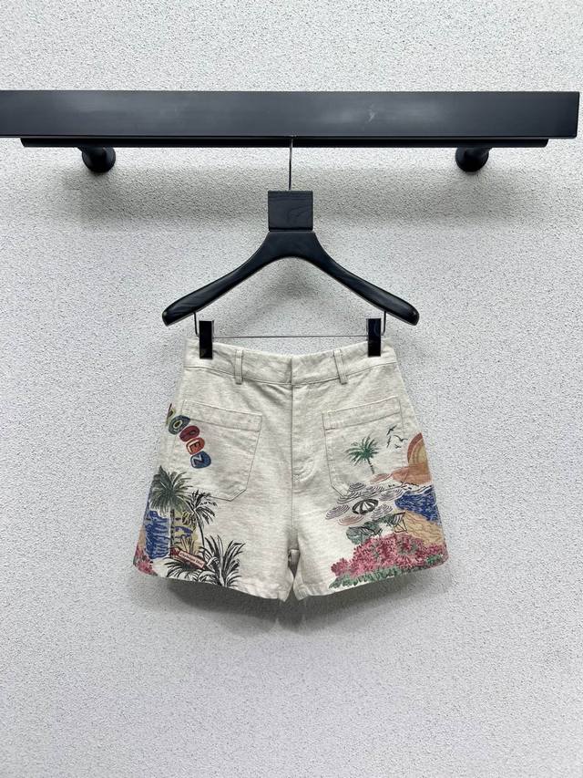 D家棉麻印花短裤 Yb定制面料 时髦低调 气质又奢华高级！版型百搭不挑人，做工品质看细节。白富美必入！强烈推荐 高品质 尺码Sml