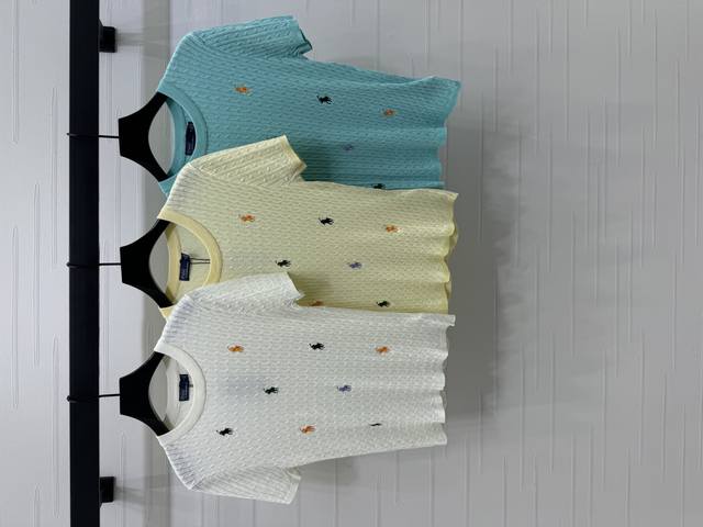 上新原单高端品质 Ralph Lauren Pol* 2025春夏最新系列！战马针织短袖！定制进口纱线织造 舒适软糯 穿搭洋气 圆领针织短袖 通体麻花钩针肌理搭