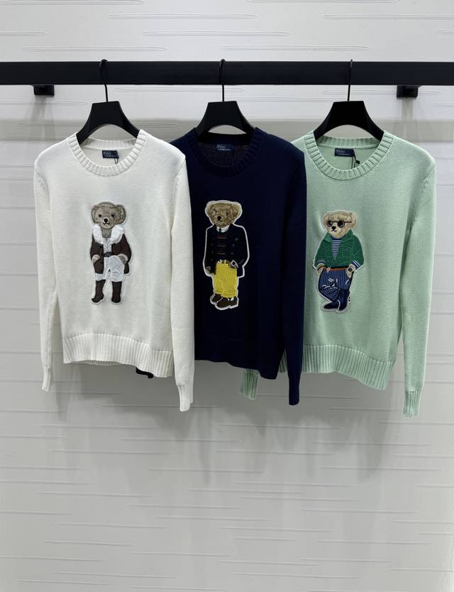 上新原单高端品质 Ralph Lauren Pol* 2025早秋最新系列！泰迪熊套头长袖毛衣！定制进口羊毛材质 柔软舒适 质感十足 胸前刺绣帅气小熊图案 童趣