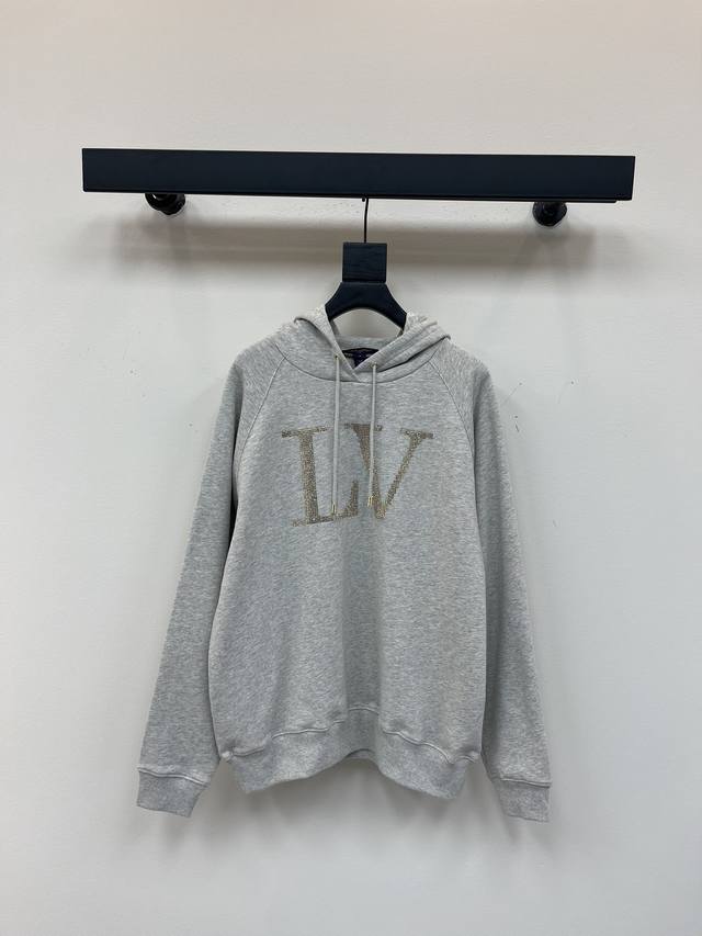Louis Vuitto*2025新品上架 连帽烫金字母卫衣 定制Yb原生全棉材质 柔软亲肤 久洗不易变形气球 质感十足 连帽长袖套头卫衣裁剪 时髦休闲 胸前饰