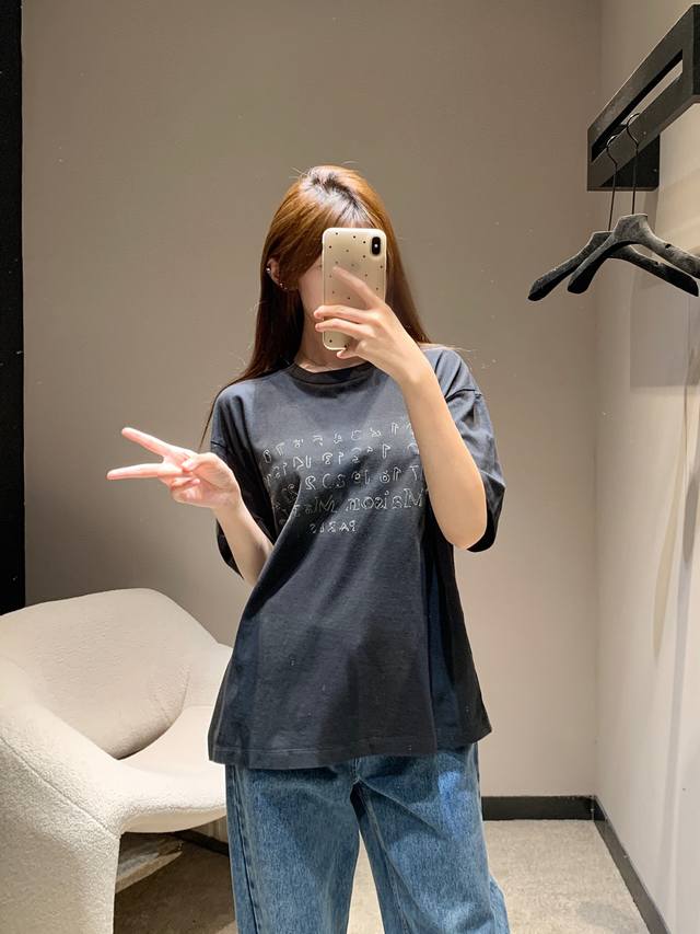 Maiso*N Margiel*A 25Ss春夏新款 Mm6数字缝线徽标做旧短袖T恤丨独家高版出品！男女同款 细节做旧，成衣做好再马流，再二次洗水，普通洗水厂拿