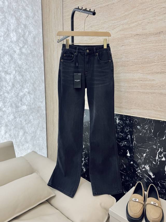 Cx042#新款牛仔裤 Ysl 字母绣花 弹力牛仔棉显瘦牛仔裤 26-30码