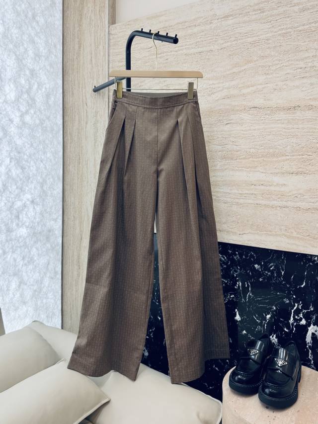 Qgl011#新款裤子 Hermes H家 爱马仕 H字母暗纹 阔腿长裤 燕麦咖色 黑色 36 38 40